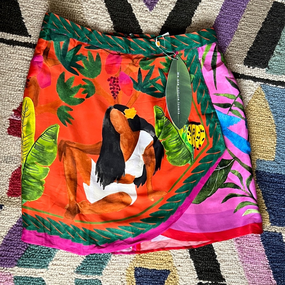 NWT FARM Rio Vibrant Double Scarfs Tropical Mini Skirt